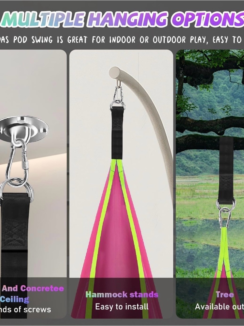LED Pink Hanging Pod Swing‎ - Picture 3 of 4